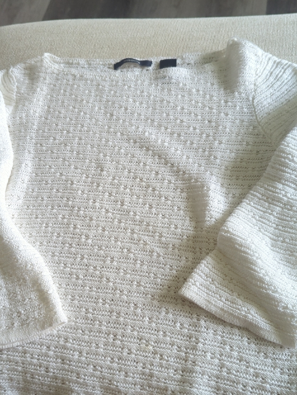 Liz Claiborne Cream Scoop Neck Open-Knit Sweater